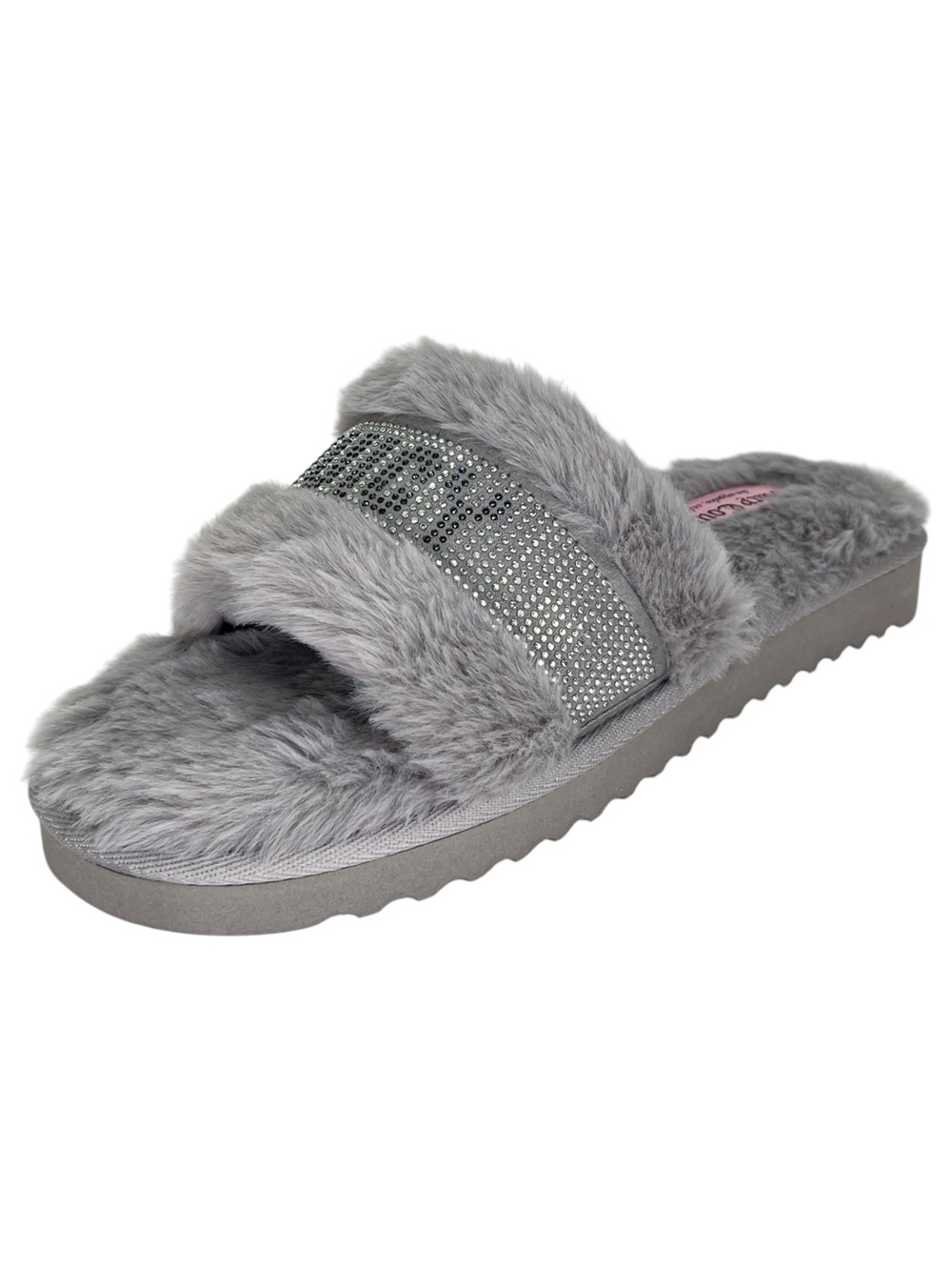 Juicy Couture Halo Grey Faux Fur Womens Sandals Size 10M - Picture 2 of 12